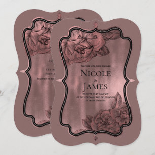 Convites Rosa Dourado Poeirento Elegante Glam Floral Casame