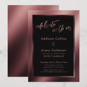 Convites Rosa Dourado & Preto Celebre Conosco