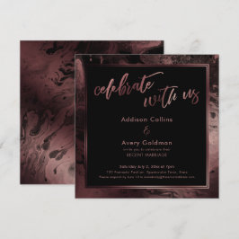 Convites Rosa Dourado & Preto Mármore Celebre Conosco