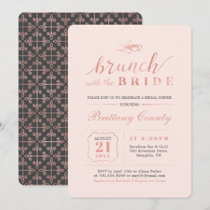 Convites Rosa Dourado & Rosa   Brunch de Casamento de Noiva