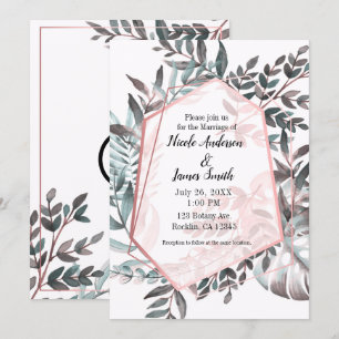 Convites Rosa Dourado Rosa Floral Casamento União