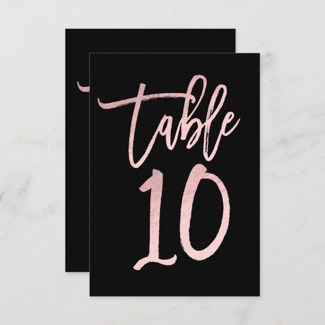 Convites Rosa Dourado Rosa Folha Modern Scripto Número da M (Frente/Verso)