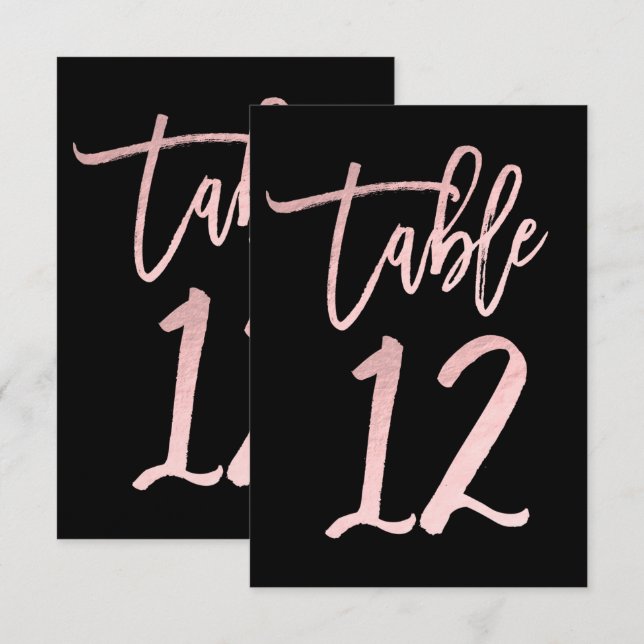 Convites Rosa Dourado Rosa Folha Moderno Número da Tabela S (Frente/Verso)