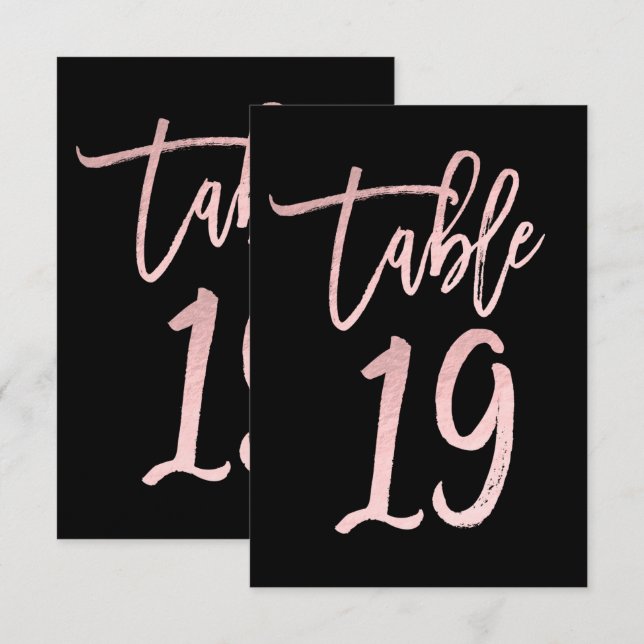 Convites Rosa Dourado Rosa Folha Moderno Rótulo de Mesa Núm (Frente/Verso)