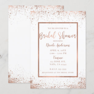 Convites Rosa Dourado Rosa Glam Moderno Chique Chá de Noiva