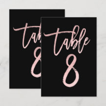 Rosa Dourado Rosa Moderno Número da Mesa em Folha 