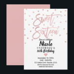 Convites Rosa Dourado Rosa Moderno Script Doze 16 Dezesseis<br><div class="desc">Convite personalizado</div>