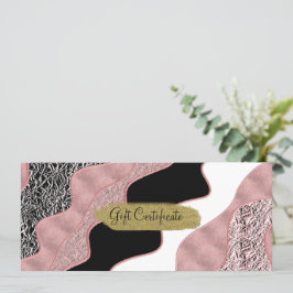 Convites Rosa Dourado Rosa Onda Abstrata Moderna Glamour Te
