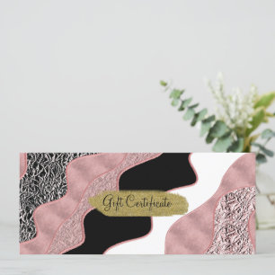 Convites Rosa Dourado Rosa Onda Abstrata Moderno Glamour Te