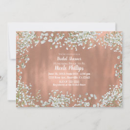 Convites Rosa Dourado Rubor Rosa Branco Bebê Respiração Nup