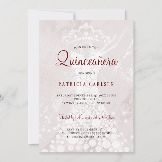 Convites Rosa dourado rubor rosa moderno elegante quinceane (Frente)