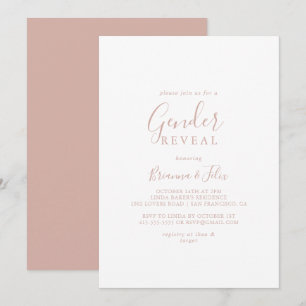 Convites Rosa, Dourado, Simple Minimalist Gender Reveed Par