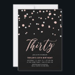 Convites Rosa Dourado, Simples, 30 aniversário de 30 anos<br><div class="desc">Celebre seu dia especial com este convite de festas mínimo de aniversário de 30 anos. Este design apresenta um script de na moda com letra "Trinta" com um confete em forma de hexágono com uma combinação de cores preto e rosa dourado. Há mais designs disponíveis no meu compro BaraBomDesign.</div>
