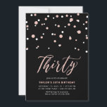 Convites Rosa Dourado, Simples, 30 aniversário de 30 anos<br><div class="desc">Celebre seu dia especial com este convite de festas mínimo de aniversário de 30 anos. Este design apresenta um script de na moda com letra "Trinta" com um confete em forma de hexágono com uma combinação de cores preto e rosa dourado. Há mais designs disponíveis no meu compro BaraBomDesign.</div>