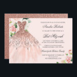Convites Rosa Dourado Sparkle Dress Floral Bat Mitzvah<br><div class="desc">Mais opções de cores na Loja Little Bayleigh!</div>