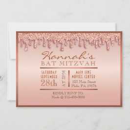 Convites Rosa Dourado Sparkle Drive Bat Mitzvah Convidar