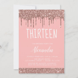 Convites Rosa Dourado Sparkle Glitter 13 Treze Aniversário