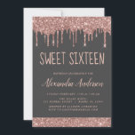 Convites Rosa Dourado Sparkle Glitter Doce Dezesseis Aniver<br><div class="desc">Cor-de-rosa-pincelado - Cinza Dourada e carvão com Rosa cintilante gotejando brilhante Convite de aniversário 16 . Este é o perfeito 16 anos de Aniversário convite para um Rosa moderno Dourado e brilhante Festa de aniversário brilhante brilhante brilhante brilhante brilhante brilhante. Entre em contato com o designer para encontrar itens personalizados...</div>