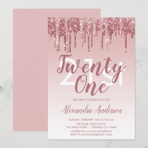 Convites Rosa Dourado Sparkle Glitter Party