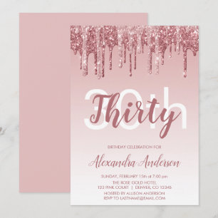 Convites Rosa Dourado Sparkle Glitter Party