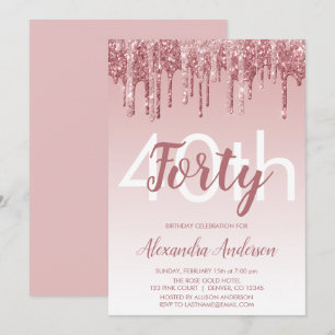 Convites Rosa Dourado Sparkle Glitter Party