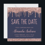 Convites Rosa Dourado Sparkle Glitter Sweet 16 Salve a data<br><div class="desc">Rosa Dourado - Rosa Esbranquiçada e Marinho Azul Espalheta Espalhando Brilhante Doce Dezesseis - Festa de aniversário de 16 Raparigas Salvem o Convite para Data. Este convite é perfeito para a Festa de aniversário Sparkle Glitter Sweet 16ª,  que procura celebrar na Rosa Rosa Rosa Rosa Rosa Dourada.</div>