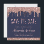 Convites Rosa Dourado Sparkle Glitter Sweet 16 Salve a data<br><div class="desc">Rosa Dourado - Rosa Esbranquiçada e Marinho Azul Espalheta Espalhando Brilhante Doce Dezesseis - Festa de aniversário de 16 Raparigas Salvem o Convite para Data. Este convite é perfeito para a Festa de aniversário Sparkle Glitter Sweet 16ª,  que procura celebrar na Rosa Rosa Rosa Rosa Rosa Dourada.</div>