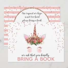 Convites Rosa Dourado Unicorn Princesa Traga Um Livro
