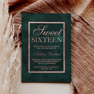 Convites Rosa dourado verde-aquarela doce 16