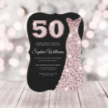 Convites Rosa Dourado Vestido Cor-de-rosa preto 50º Anivers<br><div class="desc">Rosa Dourada Blush Pink Dress Preto 50º Aniversário Mulheres Convites de festas Variações para o convite e itens correspondentes na nossa loja</div>