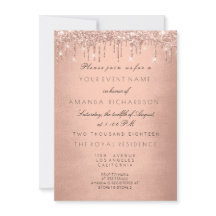 Rosa Drips Dourado Real Glitter 16º Chá de panela