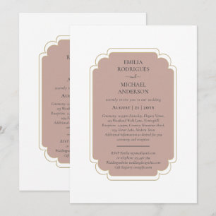 Convites Rosa Duplo Lado BILINGUAL De Casamento Dusty