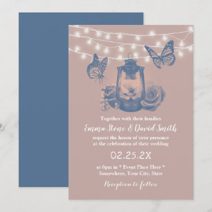 Convites Rosa Dusty Lanterna e Borboletas Casamento Russo