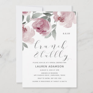 Convites Rosa Dusty Watercolor Bridal Brunbble Chá