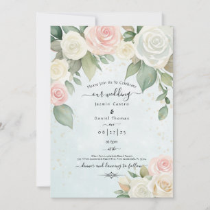 Convites Rosa e Branco Rosa Blooms Sombreados