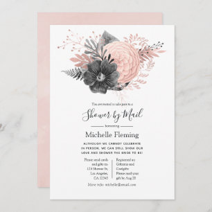 Convites Rosa e Carvão Bebê ou Chá de panela por Correio