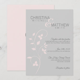 Convites Rosa e Casamento de Vinho de Cinza Rosa e Blush