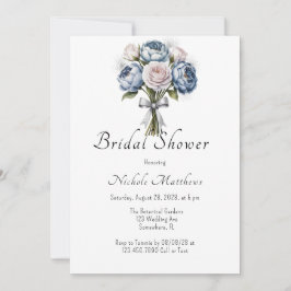 Convites Rosa e Chá de panela brilhante de pedras azuis