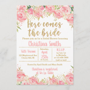 Convites Rosa e chás de panela florais Dourados