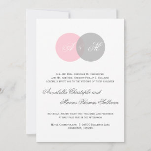 Convites Rosa e círculos entrelaçados cinzas que Wedding 