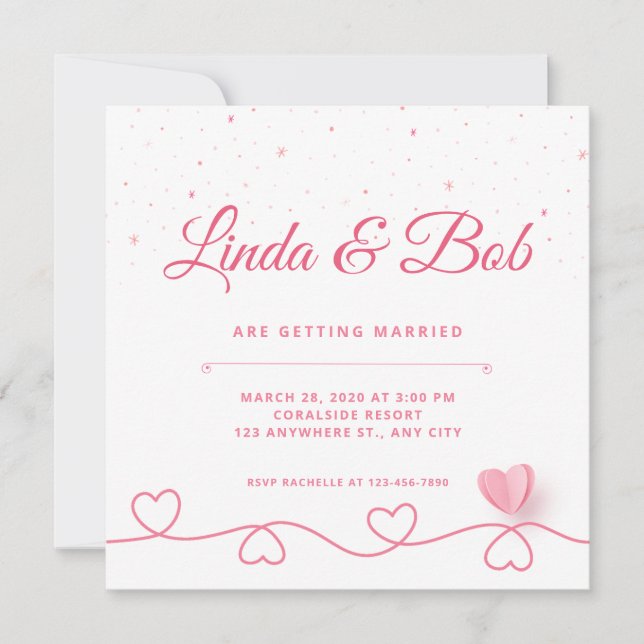 Convites Rosa E Coração Derramados (Frente)