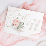 Convites Rosa e Dourado É Um Chá de fraldas De Boho Floral<br><div class="desc">Prado-pampas,  flores cor-de-rosa,  verde-sábio - convites para duches de bebês marrom,  dourado e cor-de-rosa - É Uma Menina</div>