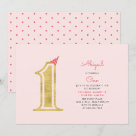 Convites Rosa e Dourado | Festa de primeiro aniversario de 