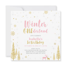 Rosa e Dourado Inverno Onederland 1º Primeiro Aniv