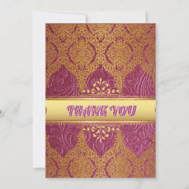 Convites Rosa e Dourado Obrigado Casamento