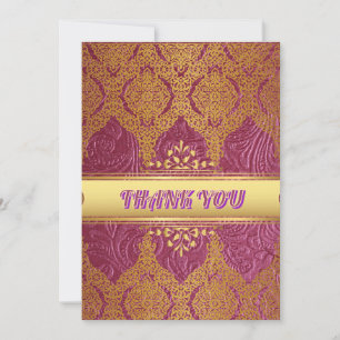 Convites Rosa e Dourado Obrigado Casamento
