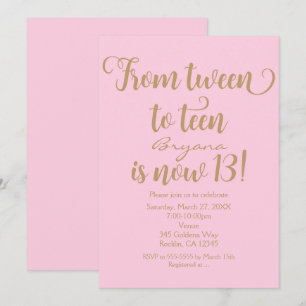 Convites Rosa e Dourado para Festa de Aniversário 