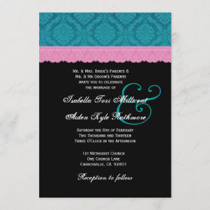 Convites Rosa e monograma P513 do casamento do laço da