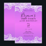Convites Rosa e Roxo Renda Branca Aniversário de 30 30 Anos<br><div class="desc">Personalize para qualquer evento</div>