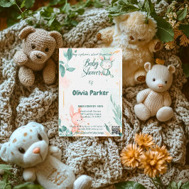 Convites Rosa e Sage, um bebê de cor-de-água verde